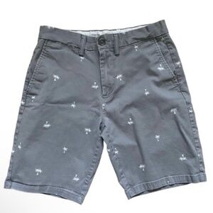 Old Navy Ultimate Slim Gray Flat Front Palm Tree Pattern Shorts size 29
